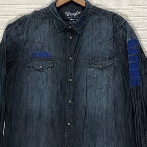 Wrangler Retro Denim Pearl Snap Shirt Florida Gators Embroidered Western Wear XL